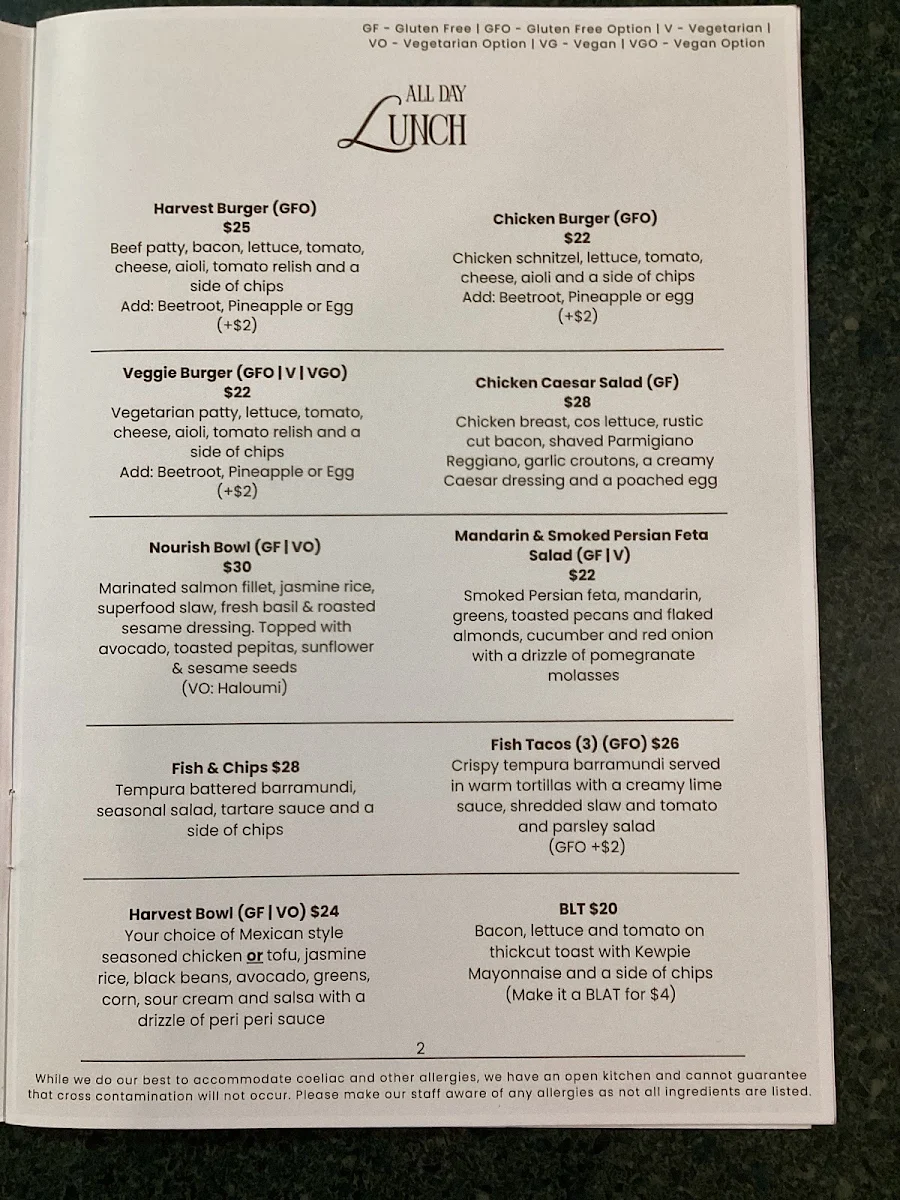 Menu, Oaky Creek Farm & Harvest Cafe | Scenic Rim