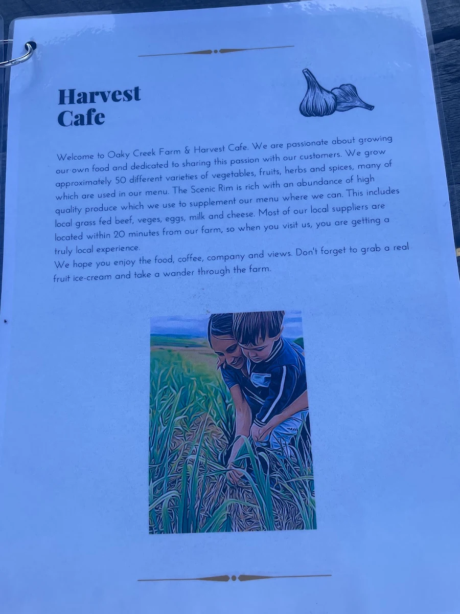 Menu, Oaky Creek Farm & Harvest Cafe | Scenic Rim