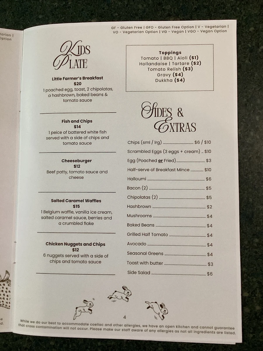 Menu, Oaky Creek Farm & Harvest Cafe | Scenic Rim