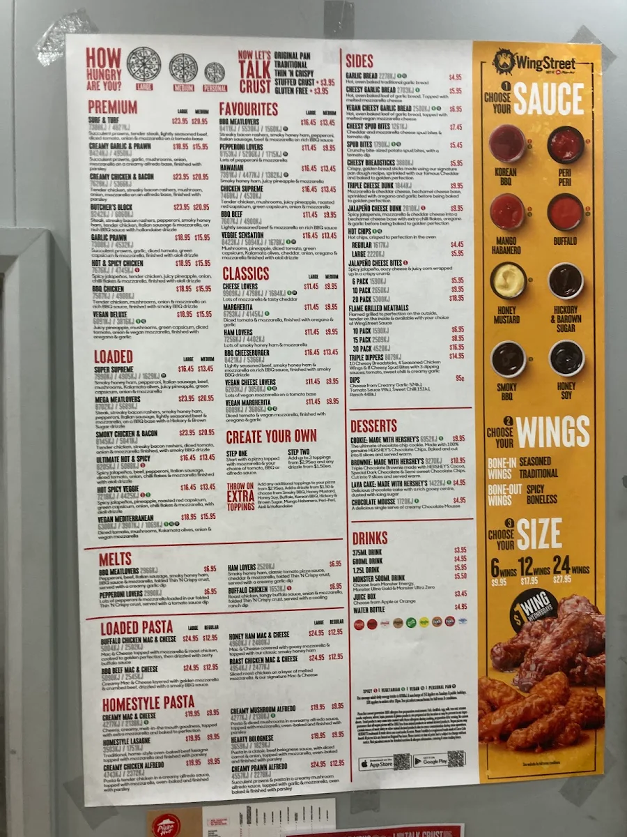 Menu, Pizza Hut Jerrabomberra