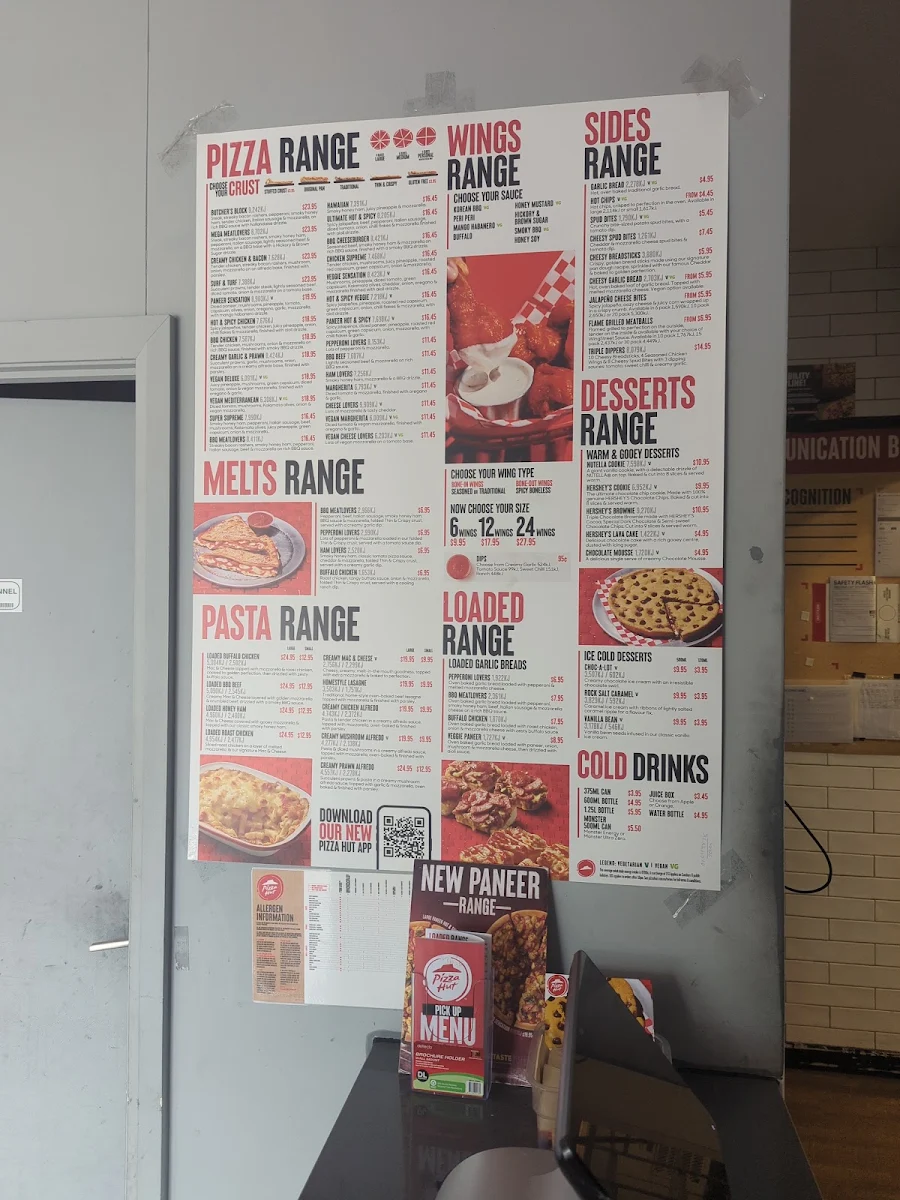 Menu, Pizza Hut Jerrabomberra
