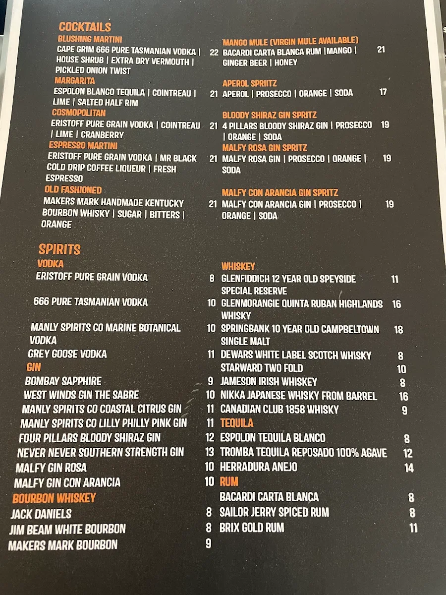 Menu, Gusta