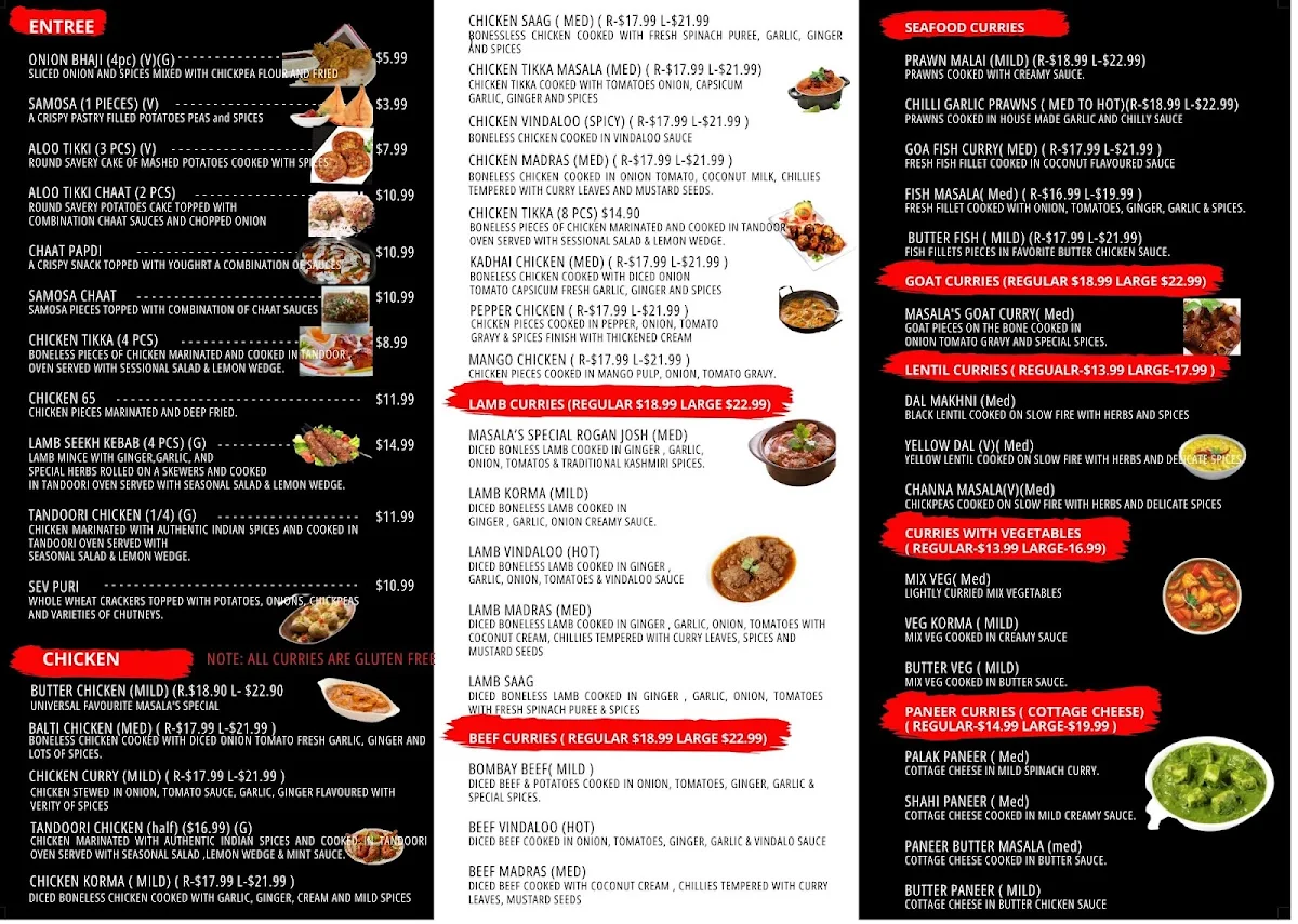 Menu, MASALA IN WHYALLA