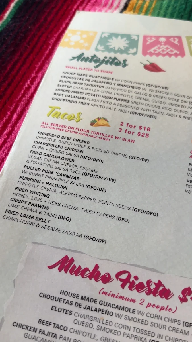 Menu, Mucho Mexicano
