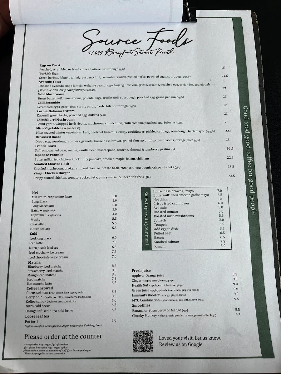 Menu, Source Foods