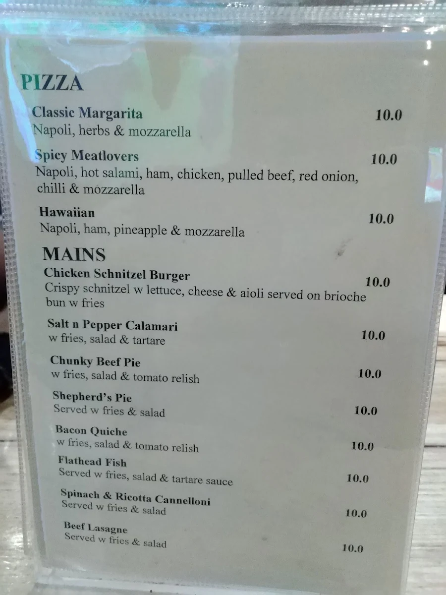Menu, Century City Tavern