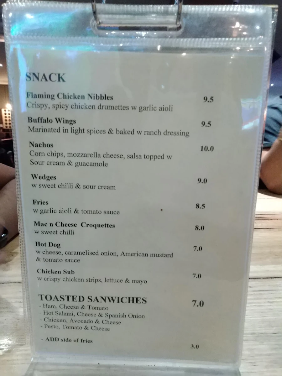 Menu, Century City Tavern