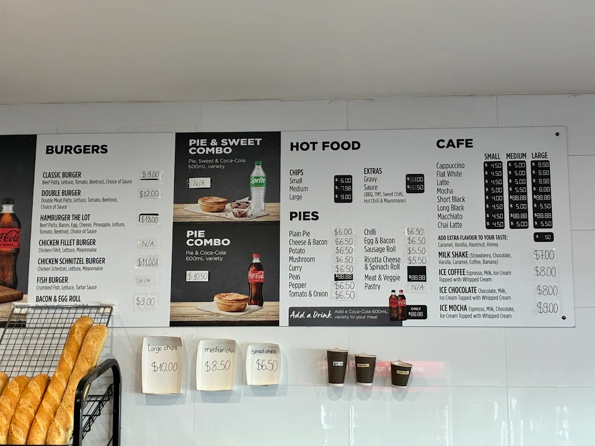 Menu, Narellan Bakery