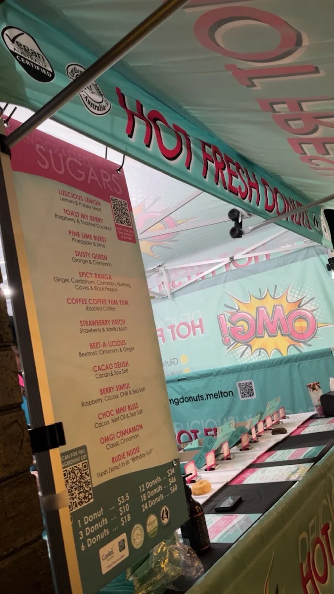 Menu, OMG Decadent Donuts Melton