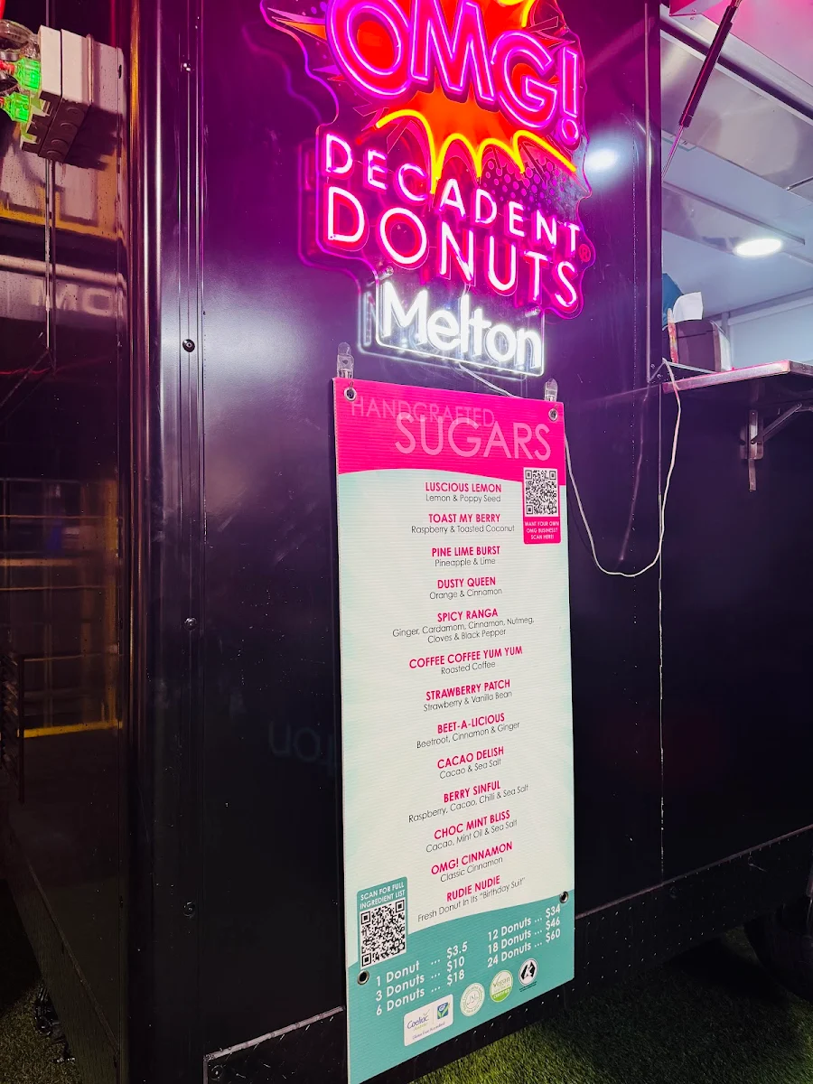 Menu, OMG Decadent Donuts Melton