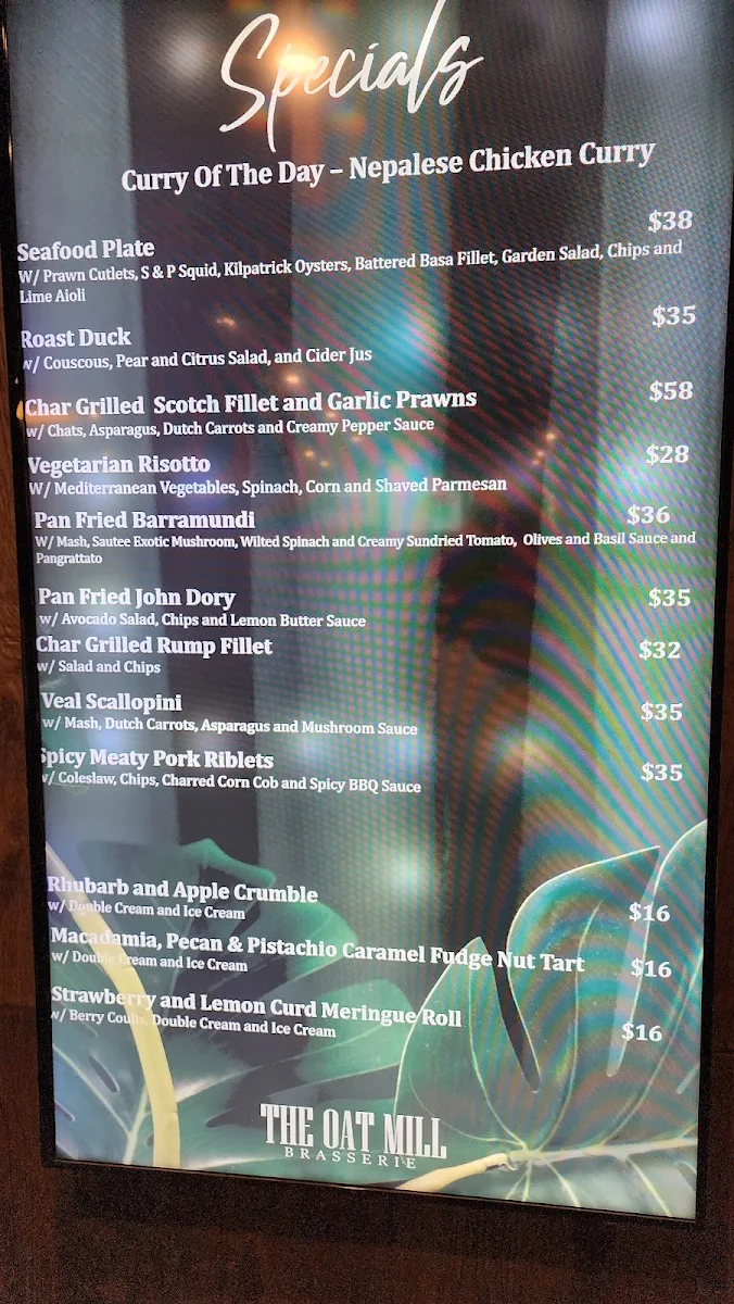 Menu, The Oat Mill