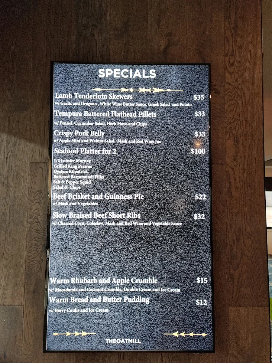 Menu, The Oat Mill