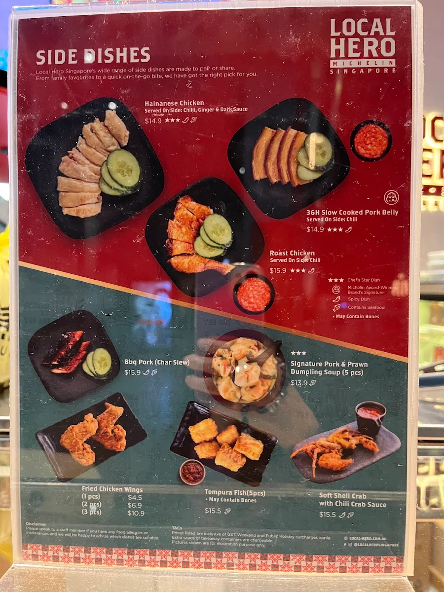 Menu, Local Hero Singapore QV