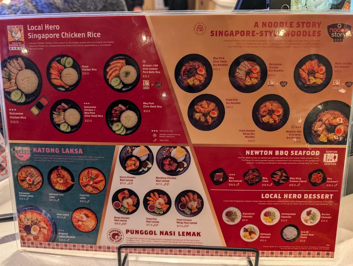 Menu, Local Hero Singapore QV