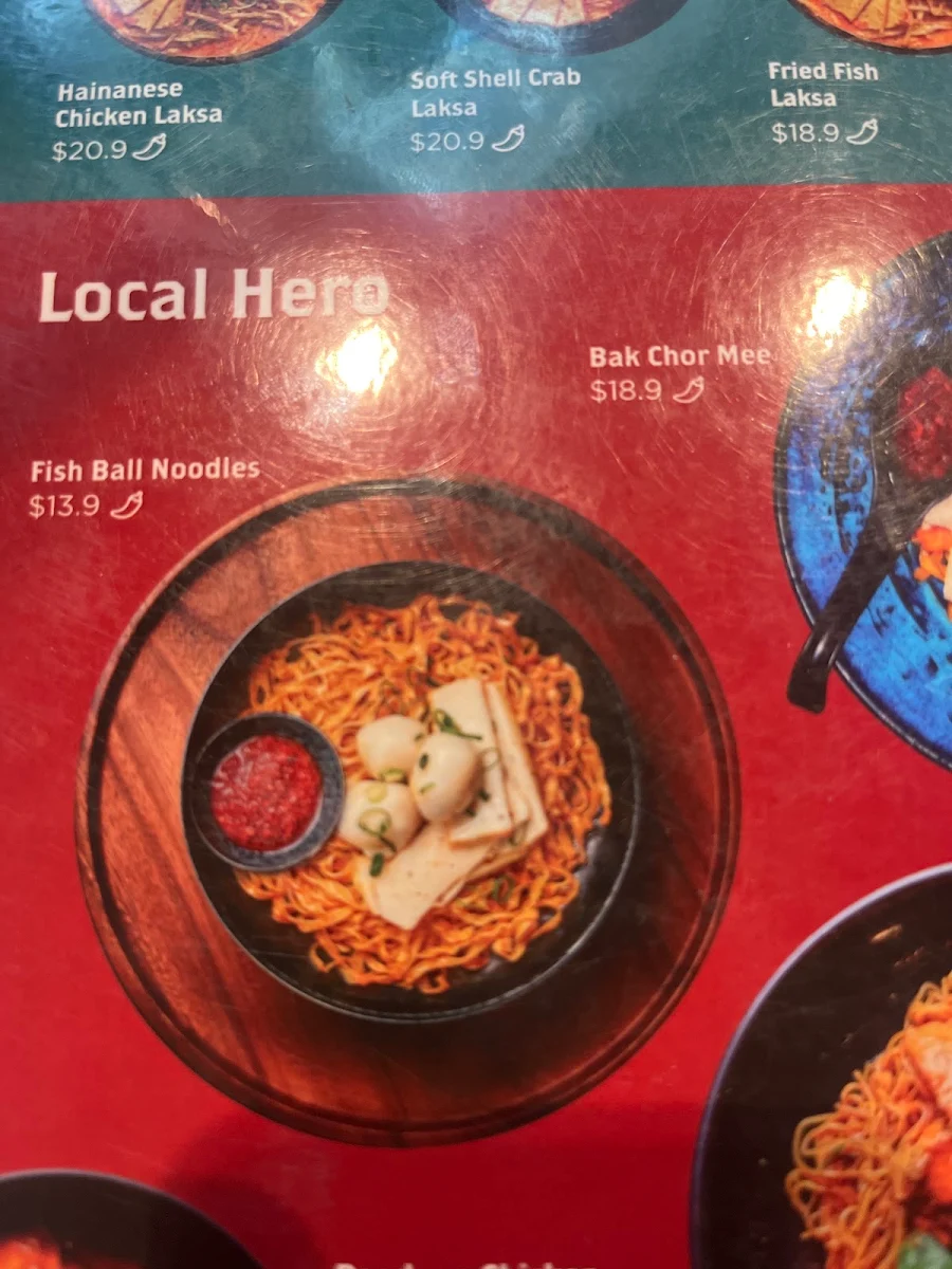 Menu, Local Hero Singapore QV
