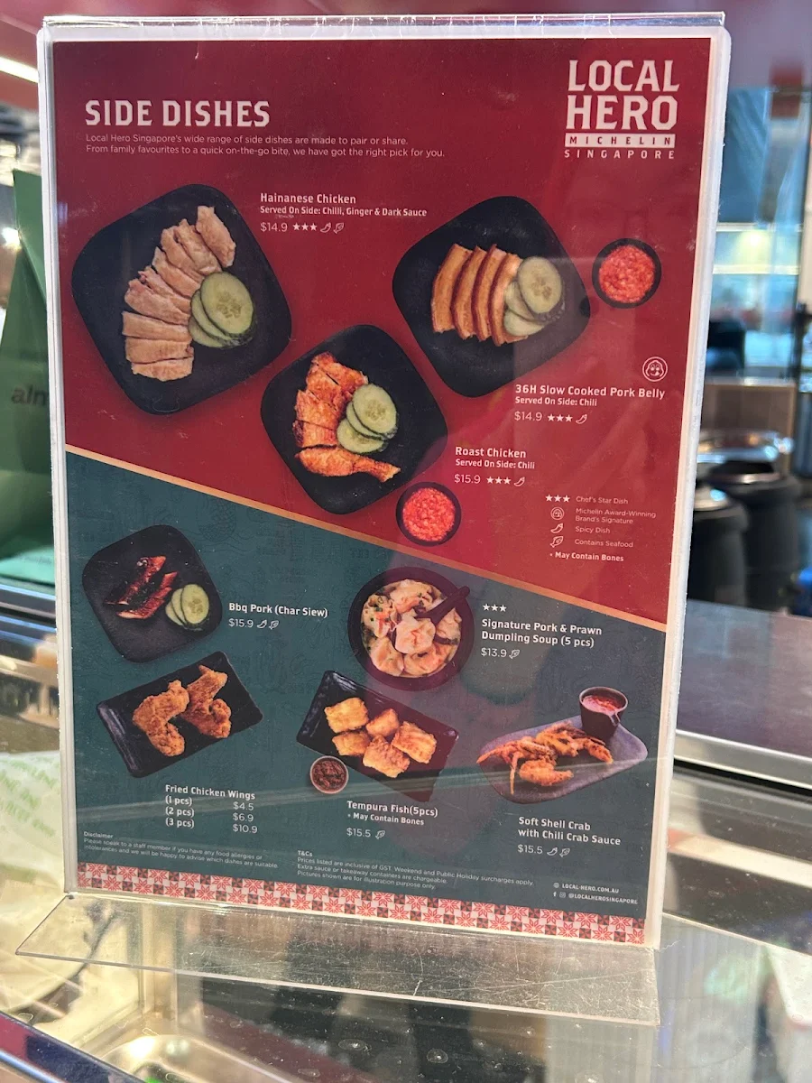 Menu, Local Hero Singapore QV
