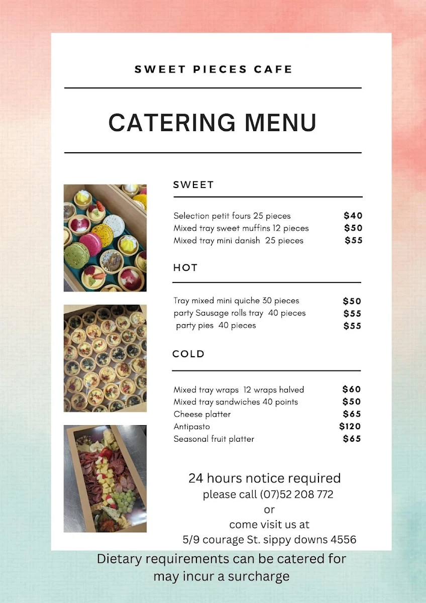 Menu, Sweet Pieces Cafe