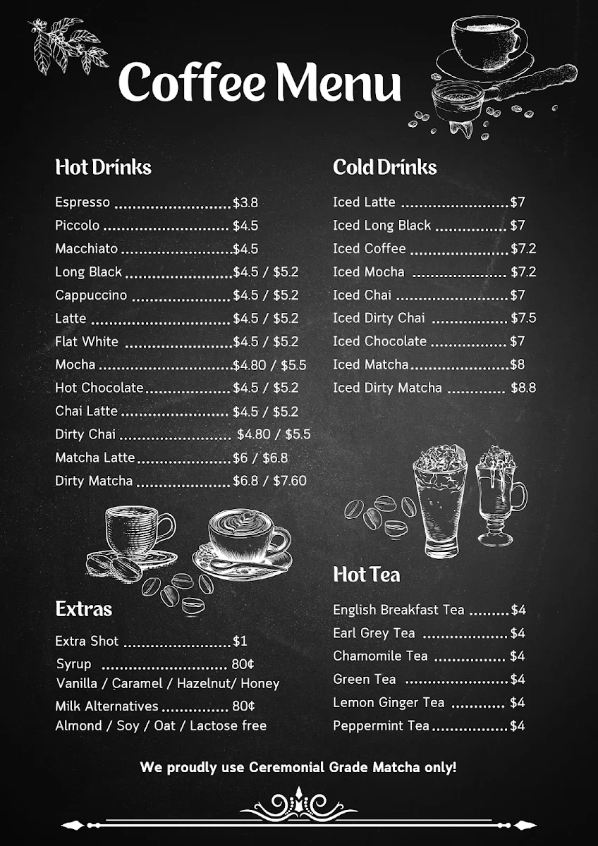 Menu, Stellini Pasta Bar