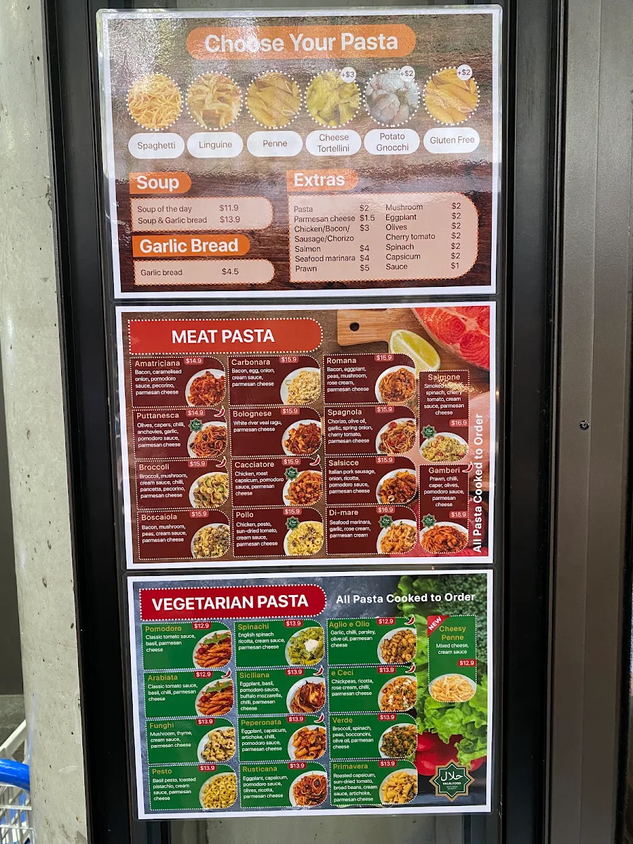 Menu, Stellini Pasta Bar