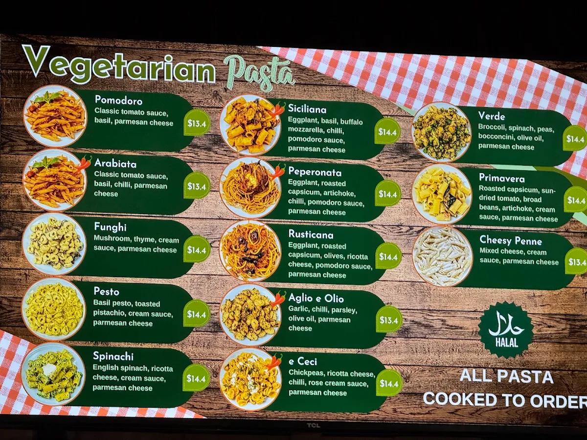 Menu, Stellini Pasta Bar