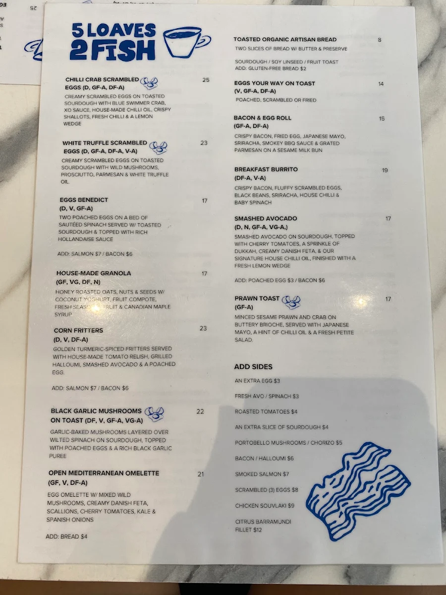 Menu, 5 Loaves 2 Fish