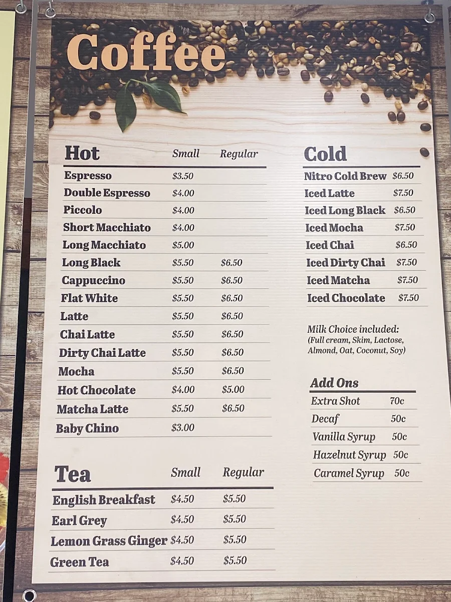 Menu, Fruits N Rootz