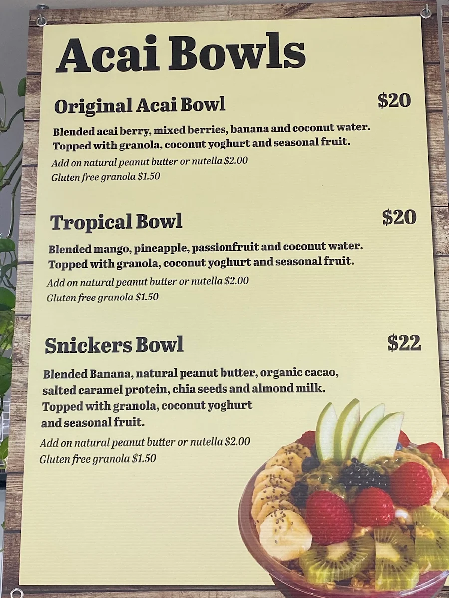 Menu, Fruits N Rootz