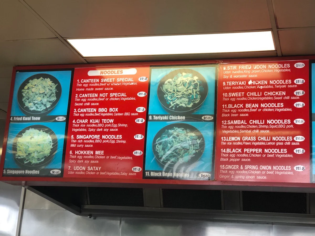 Menu, Belmont Noodle Canteen