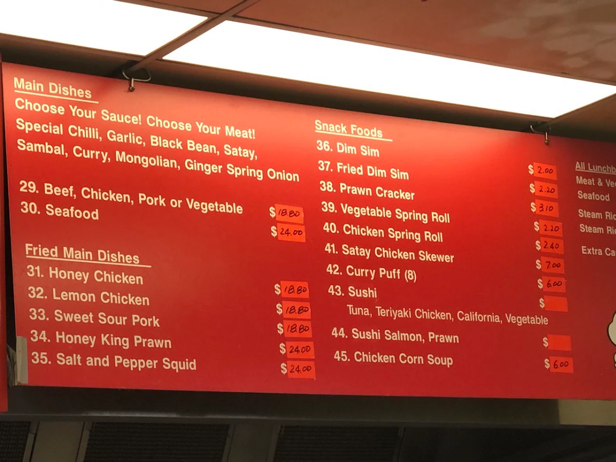 Menu, Belmont Noodle Canteen