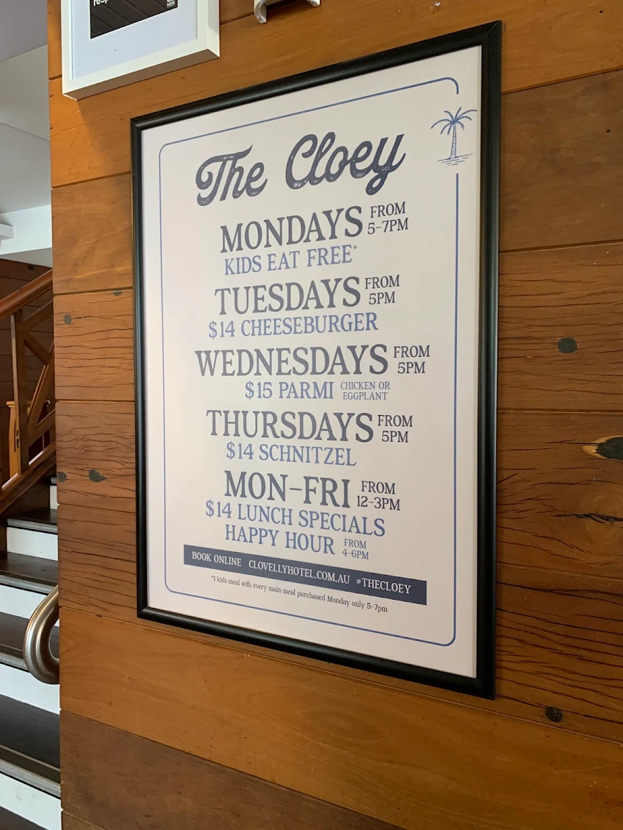 Menu, Clovelly Hotel
