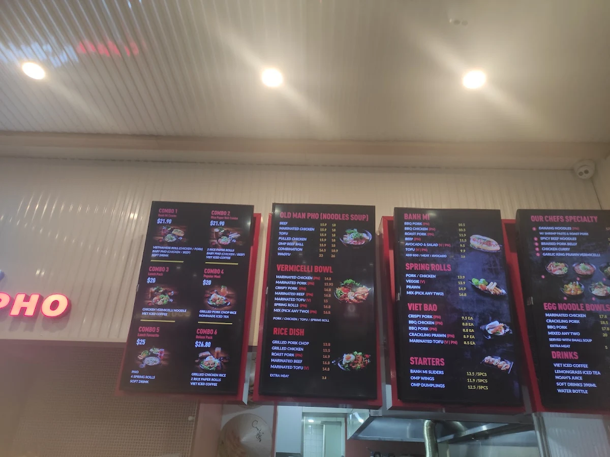 Menu, Old Man Pho Geelong Westfield - Vietnamese Restaurant