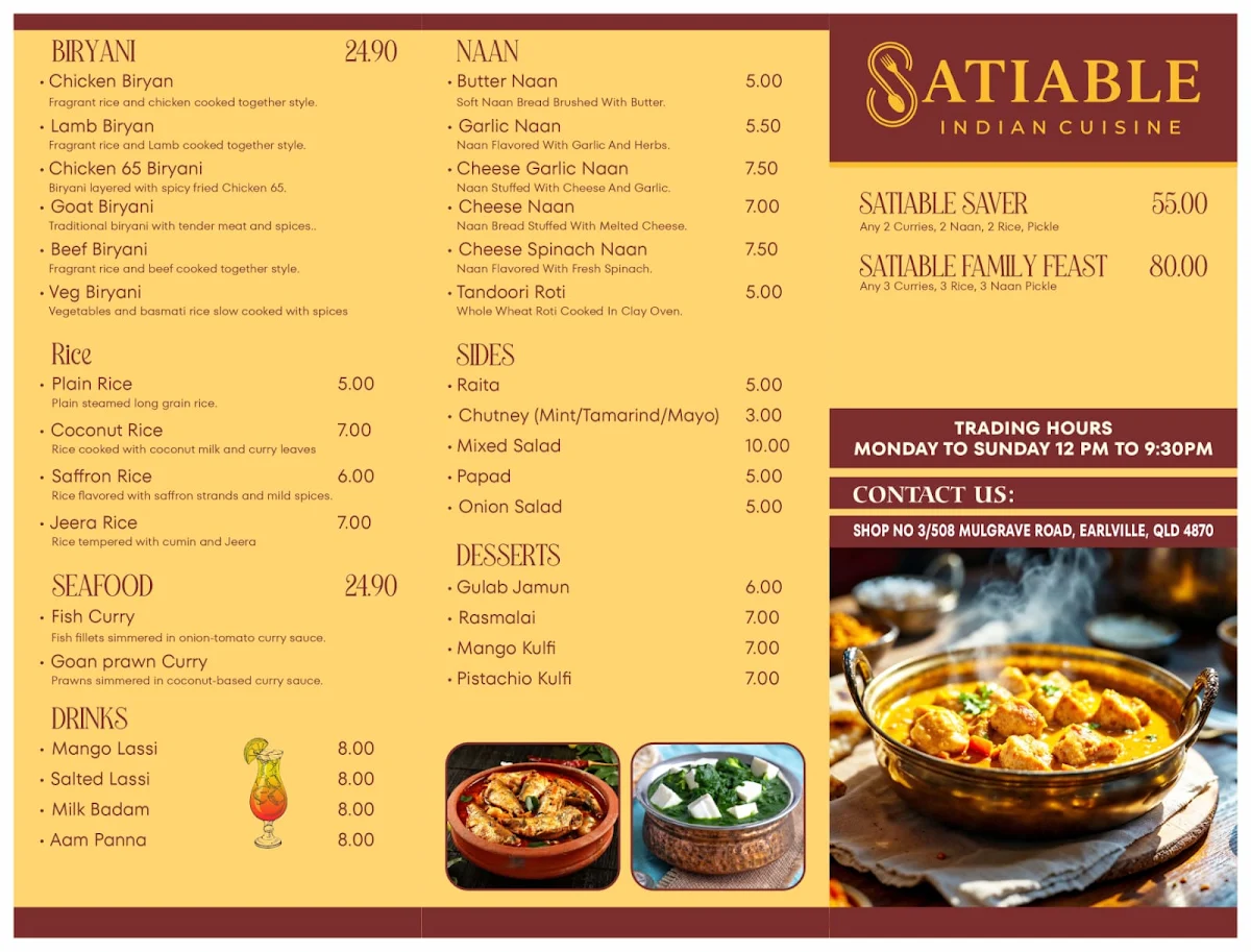Menu, SATIABLE