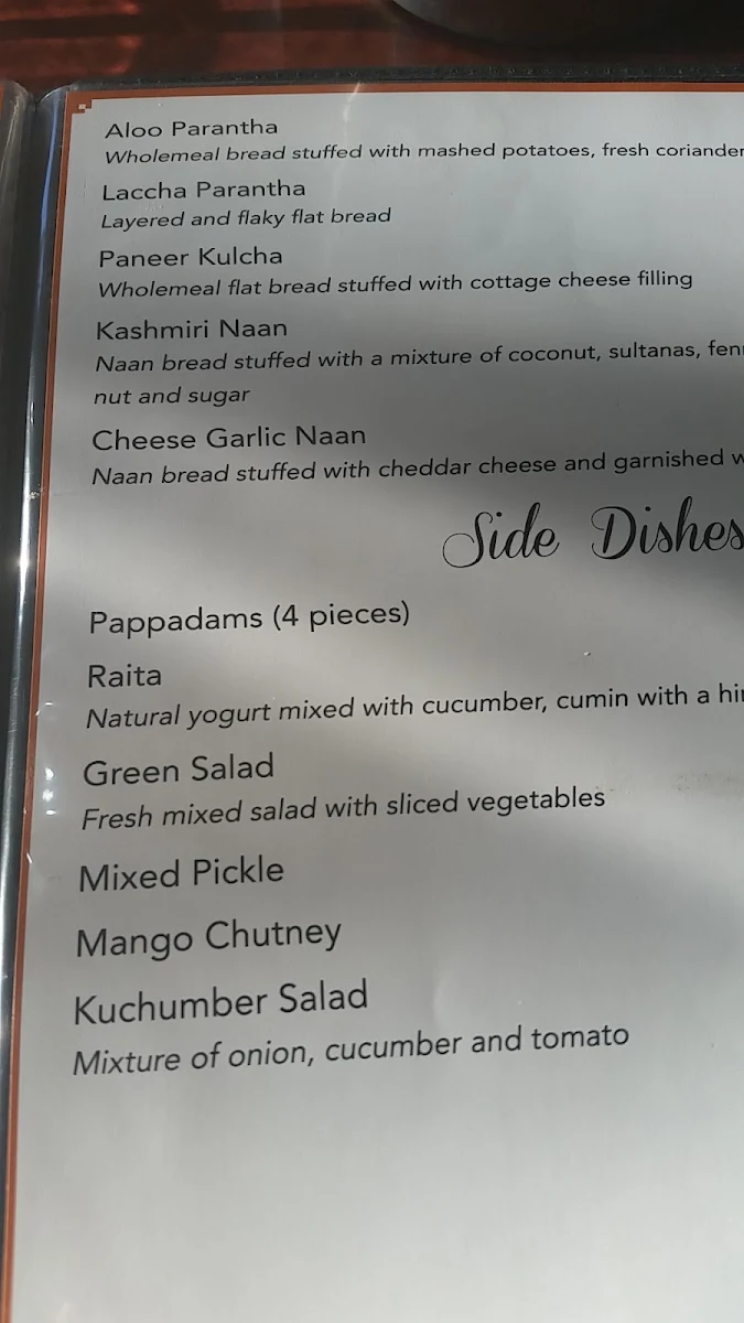 Menu, Dawat-e-Punjab Indian Restaurant