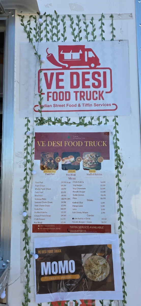 Menu, VE DESI FOOD TRUCK