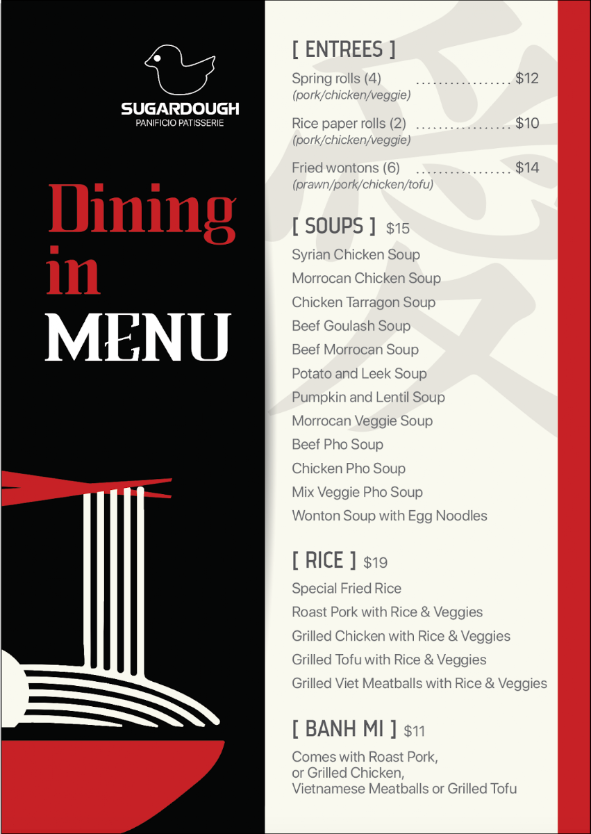 Menu, Sugardough