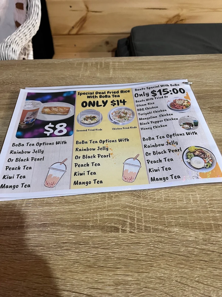 Menu, Tia's Cafe Co