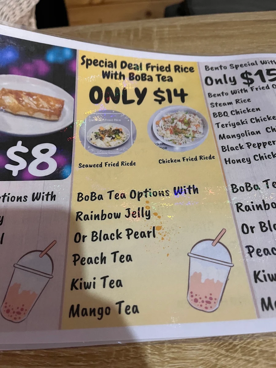 Menu, Tia's Cafe Co