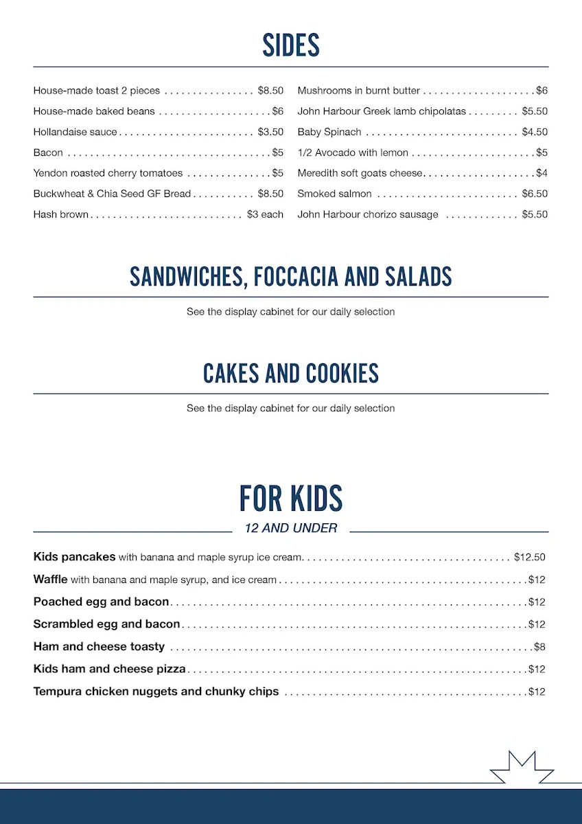 Menu, Rebellion Café