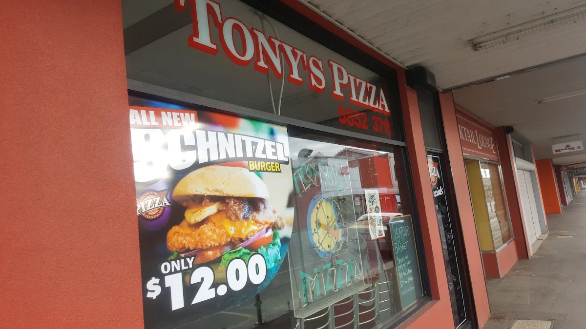Menu, Tony's Pizza Restaurant