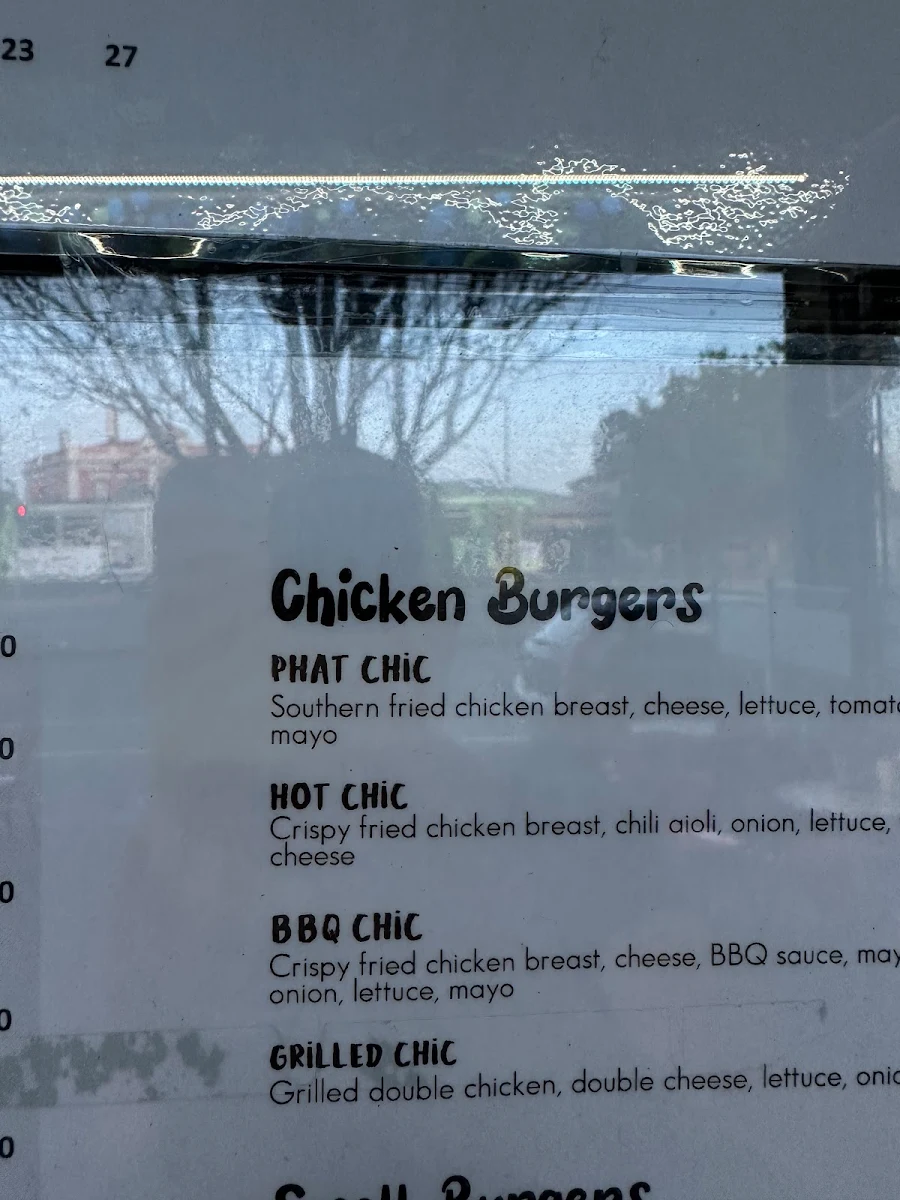 Menu, Phat Burger Bar