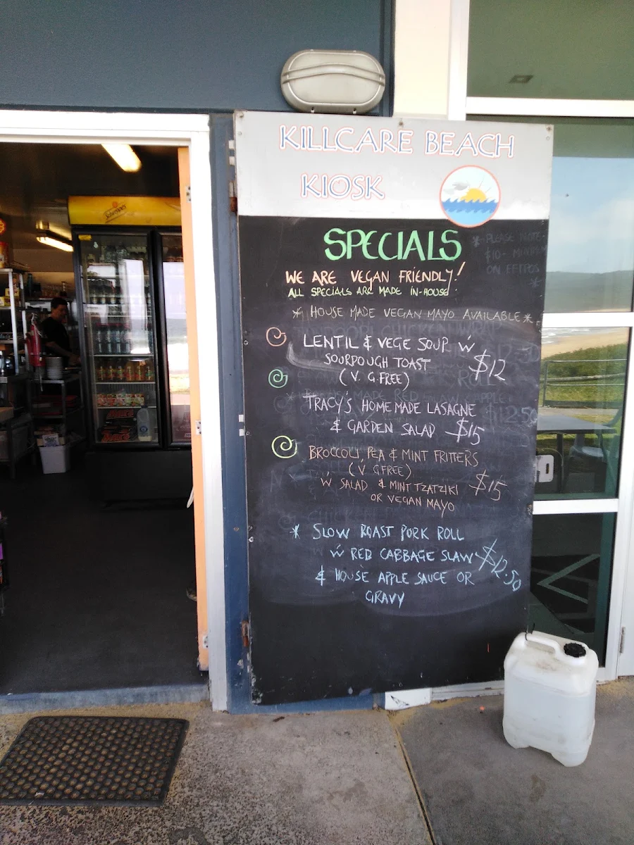 Menu, Killcare Kiosk