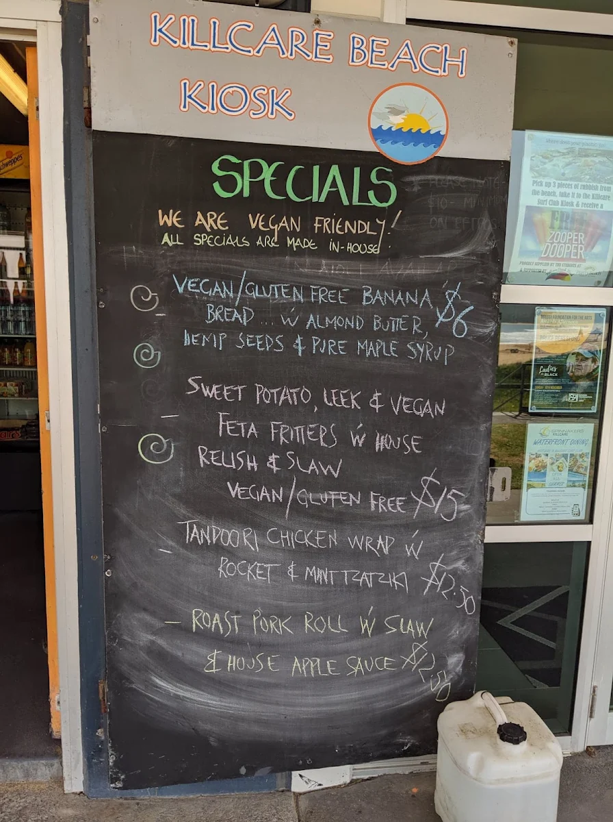 Menu, Killcare Kiosk