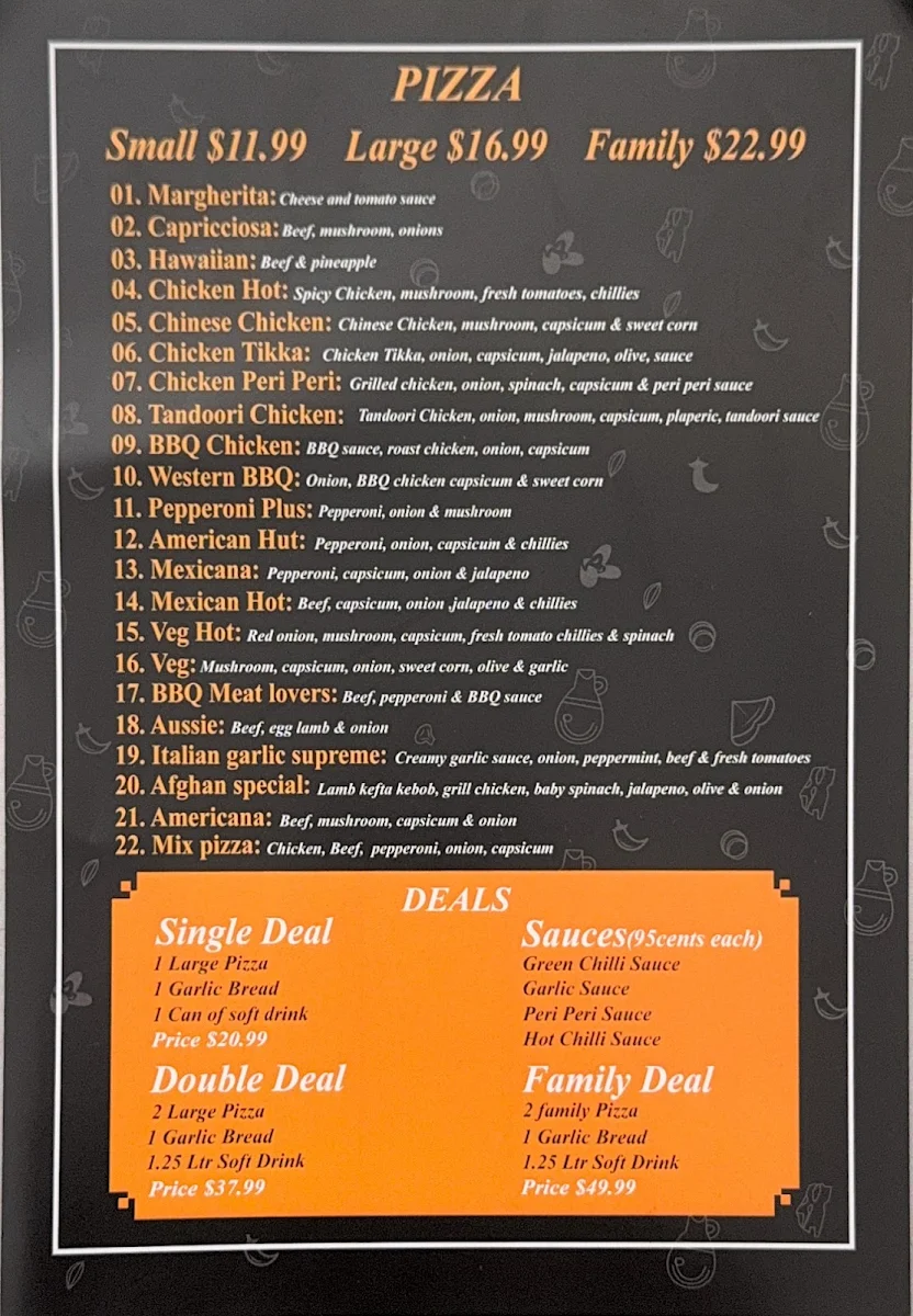 Menu, Mix Grill & Pizza