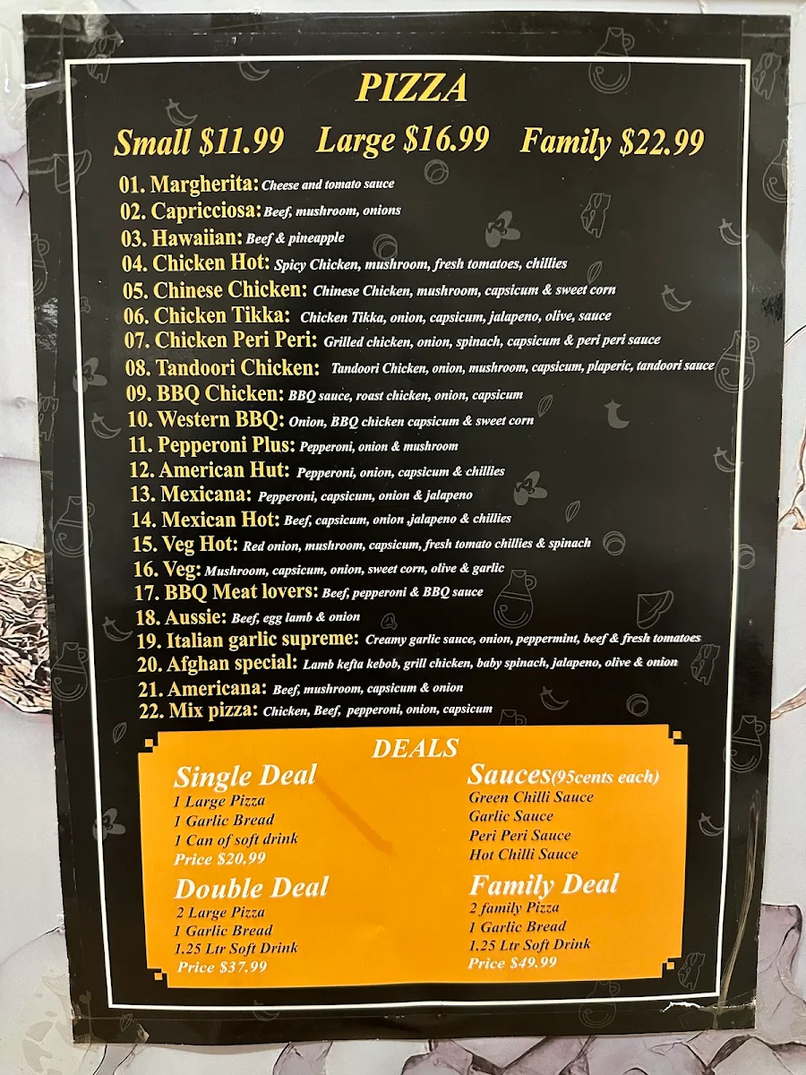 Menu, Mix Grill & Pizza
