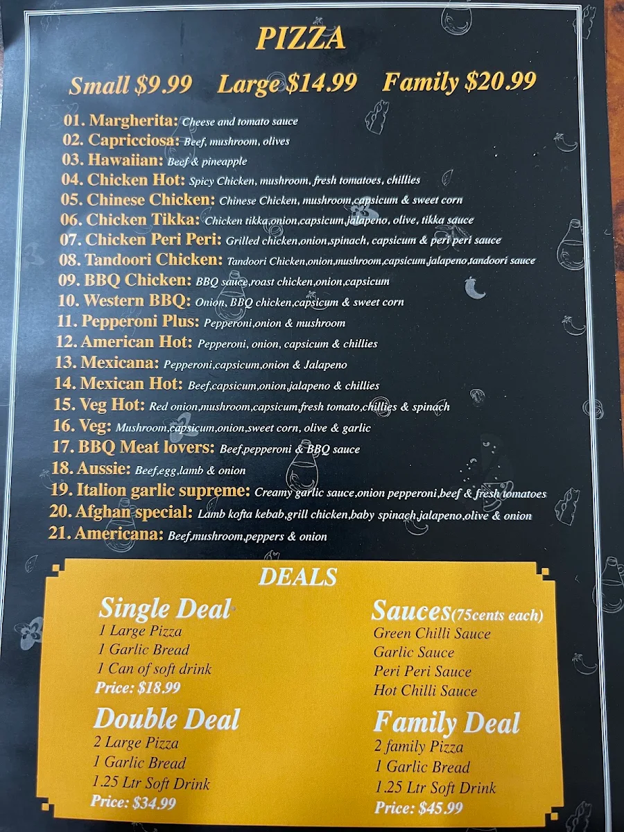 Menu, Mix Grill & Pizza