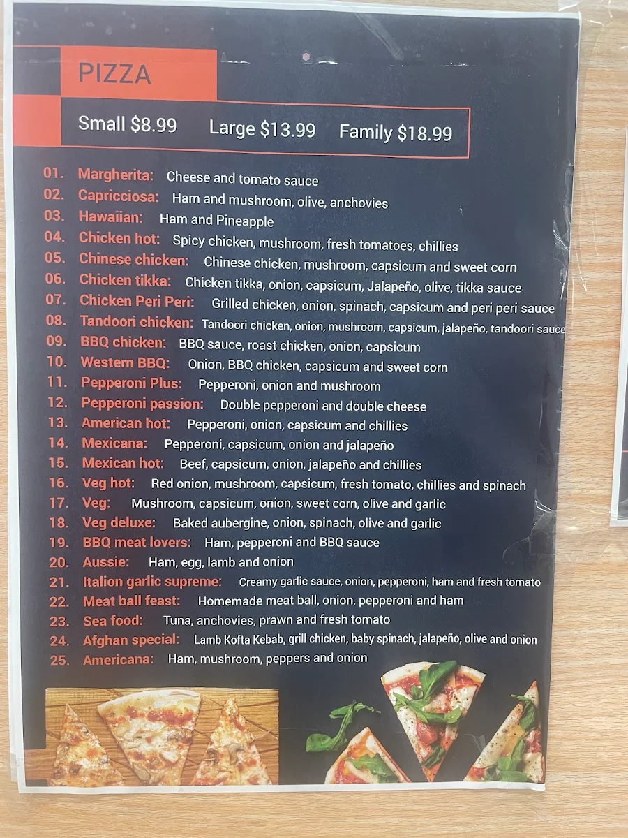 Menu, Mix Grill & Pizza