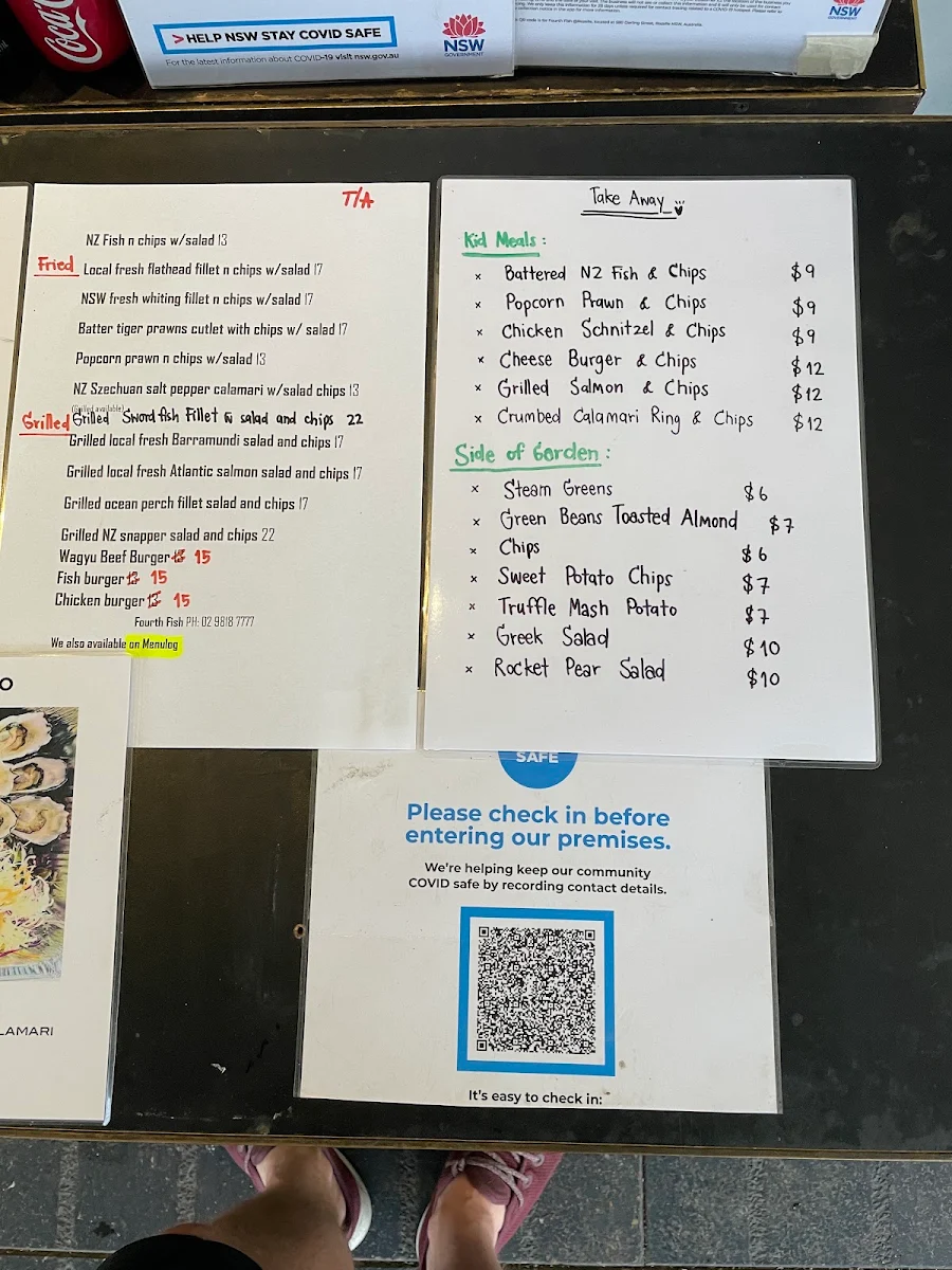Menu, Fourth Fish Rozelle