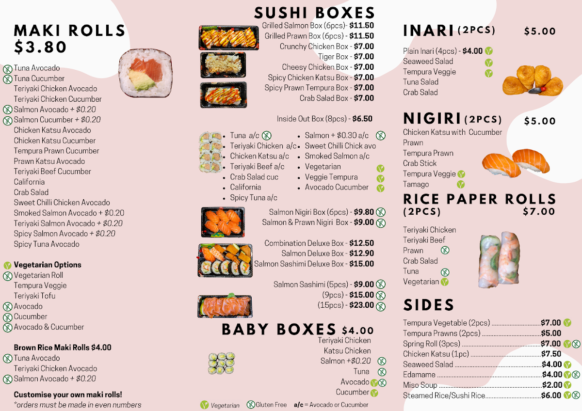Menu, Sushi Hai