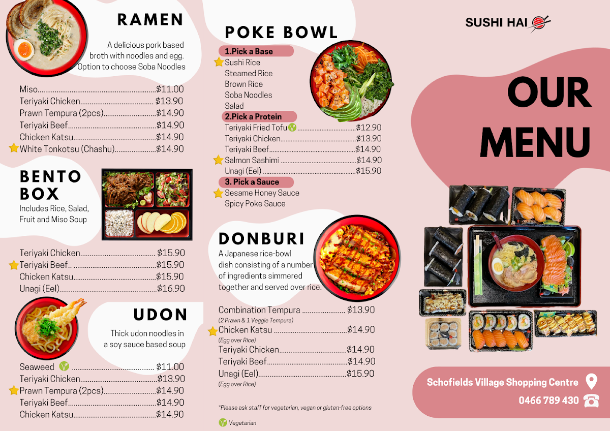 Menu, Sushi Hai