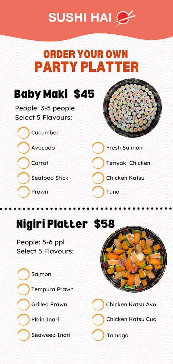 Menu, Sushi Hai